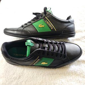 NEW Lacoste Chaymon 0120 1 CMA Mens BLK/GRN Leather Lifestyle Sneakers US 11.5